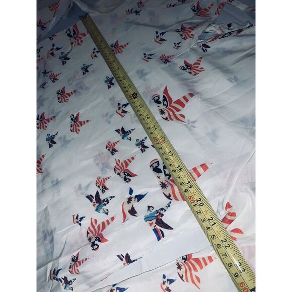 XL NAIZI Womens White w Patriotic Birds Doves Blouse Keyhole Front and Back EUC - Picture 10 of 12